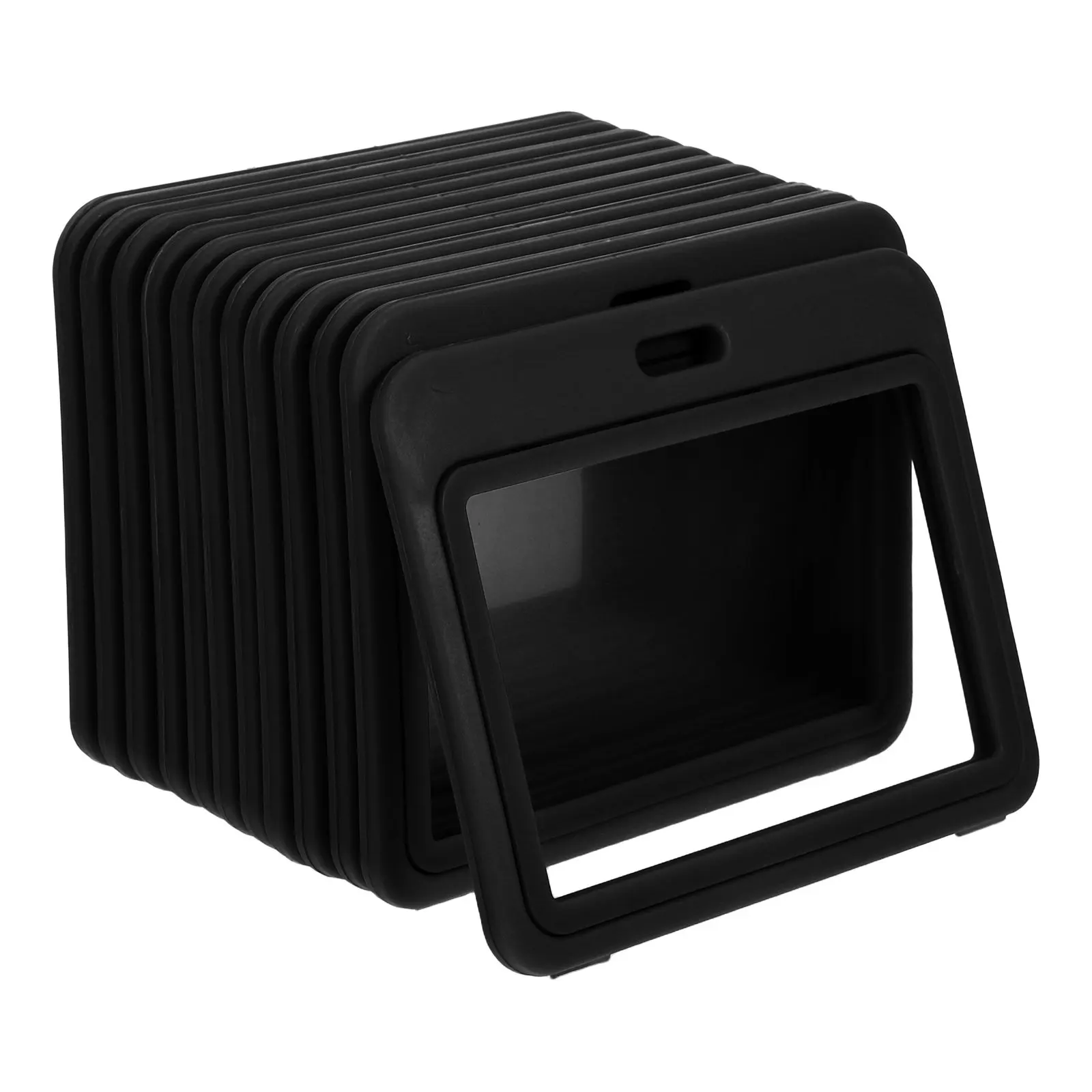 

Набор из 12 двусторонних горизонтальных держателей для бейджей, прозрачные пластиковые флип-фолд чехлы для ID-карт, для именных бейджей сотрудников, конвенций и выставок