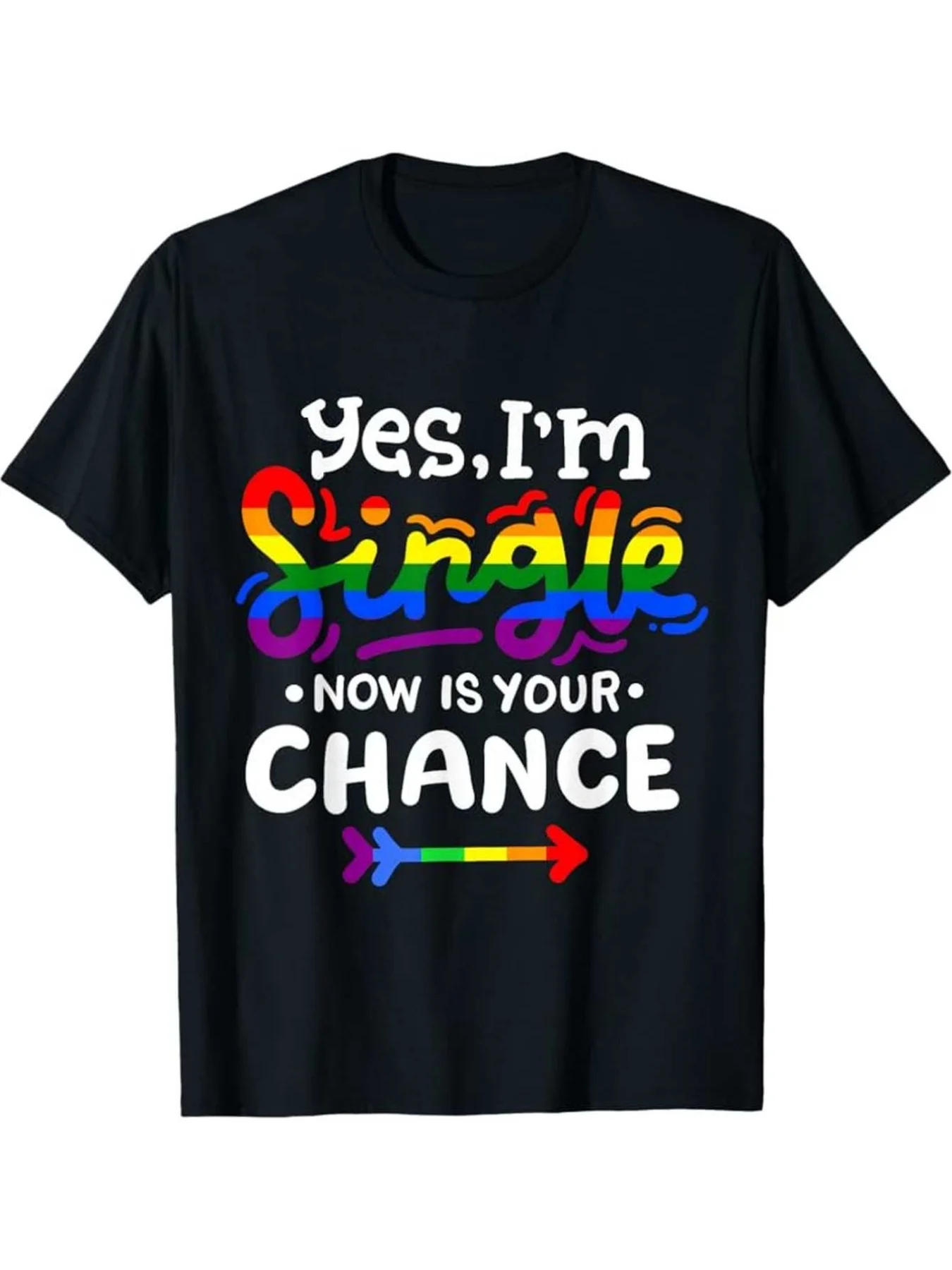 Men'S Fun Pride T-Shirt  Single Now This Is Your Chance Rainbow Pattern, Heavyweight Fabric, Crew Neck, Drop Shoulder - Versatile, All-Season, Vintage Style, Perfect For Adult