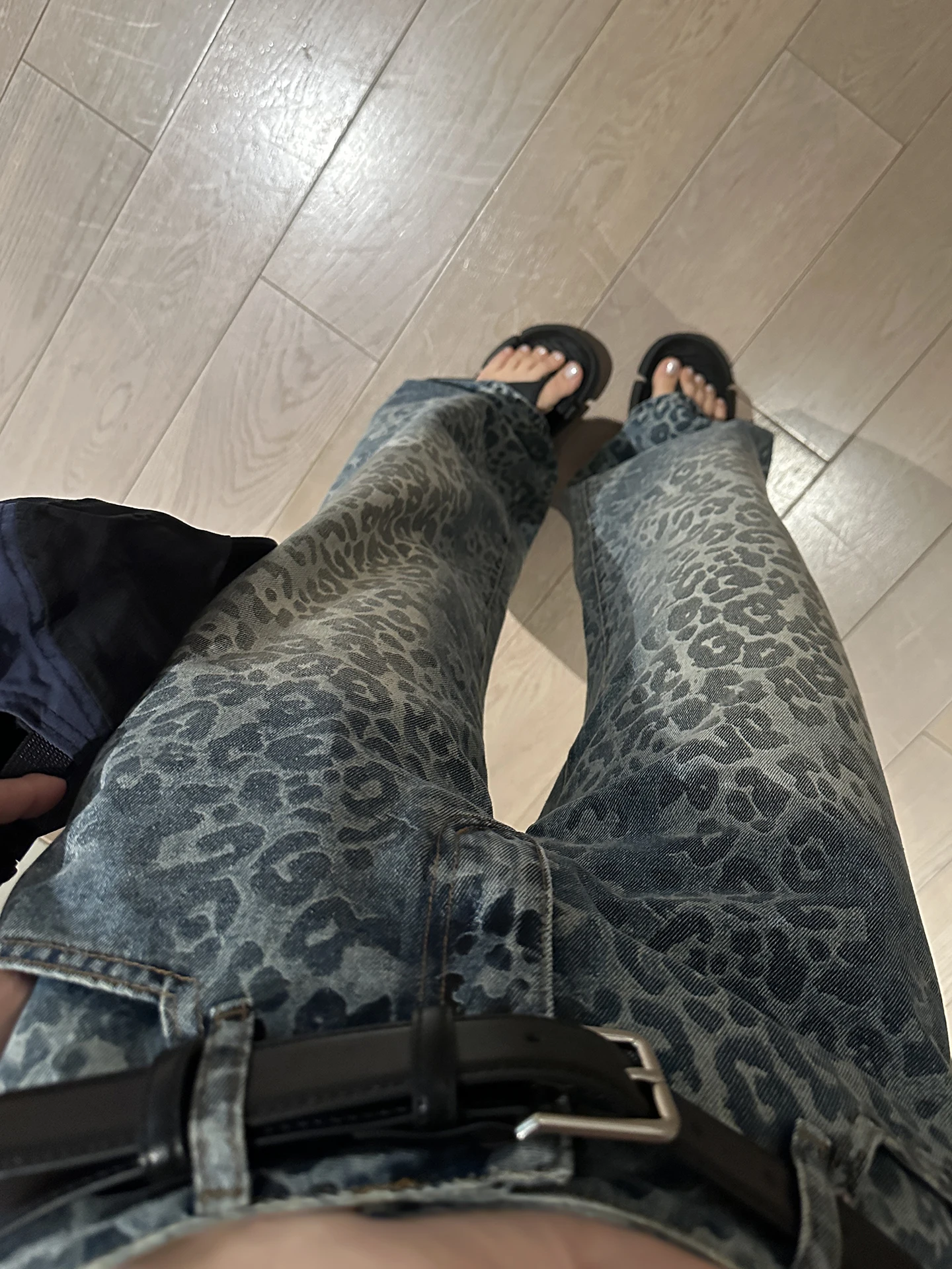 

Low Waist Leopard Print American Retro Style Women's Jeans Summer Casual Loose Straight Leg Denim Pants Vintage Washed