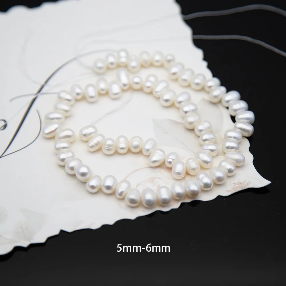 

1 strand 5-6mm White Natural Freshwater Pearl Beads Strand Regenerated Pearl String DIY Necklace Earrings Raw Material