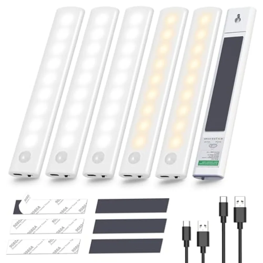 

Under Cabinet Lights 2 Colors Closet Lights Motion Sensored Under Cabinet Lighting Rechargeable Battery Operated Cupboard Light
