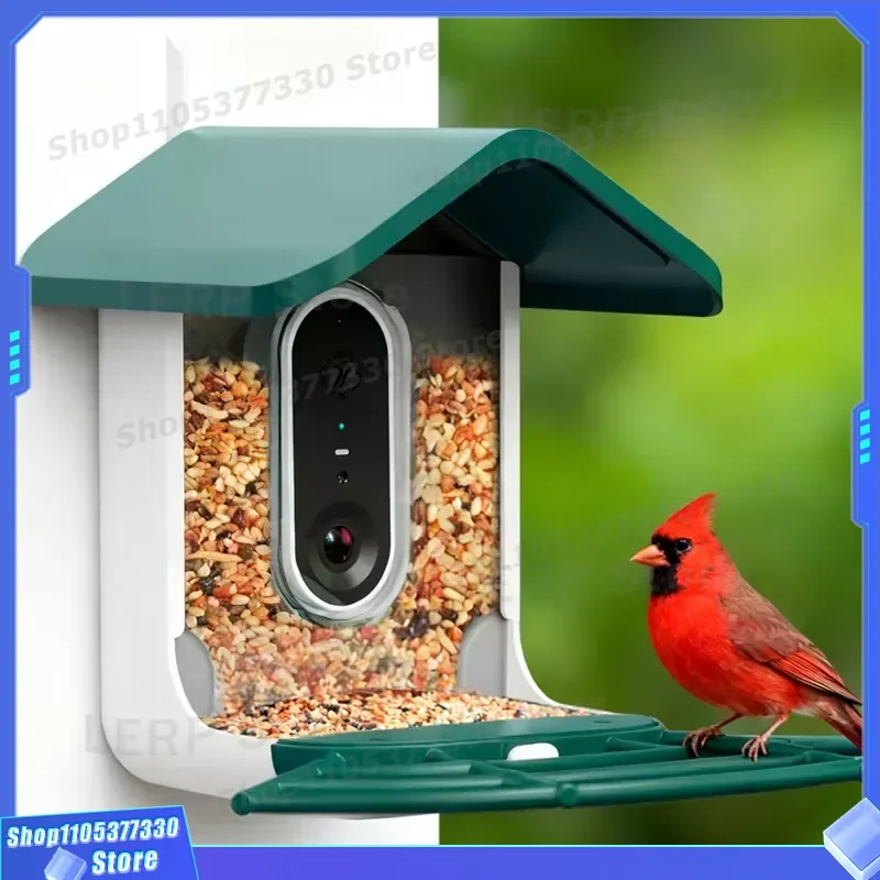 Solar Powered Bird Feeder Camera 2K HD Full Color Night Vision AI Identify 11000 Species Wireless Outdoor Smart Garden