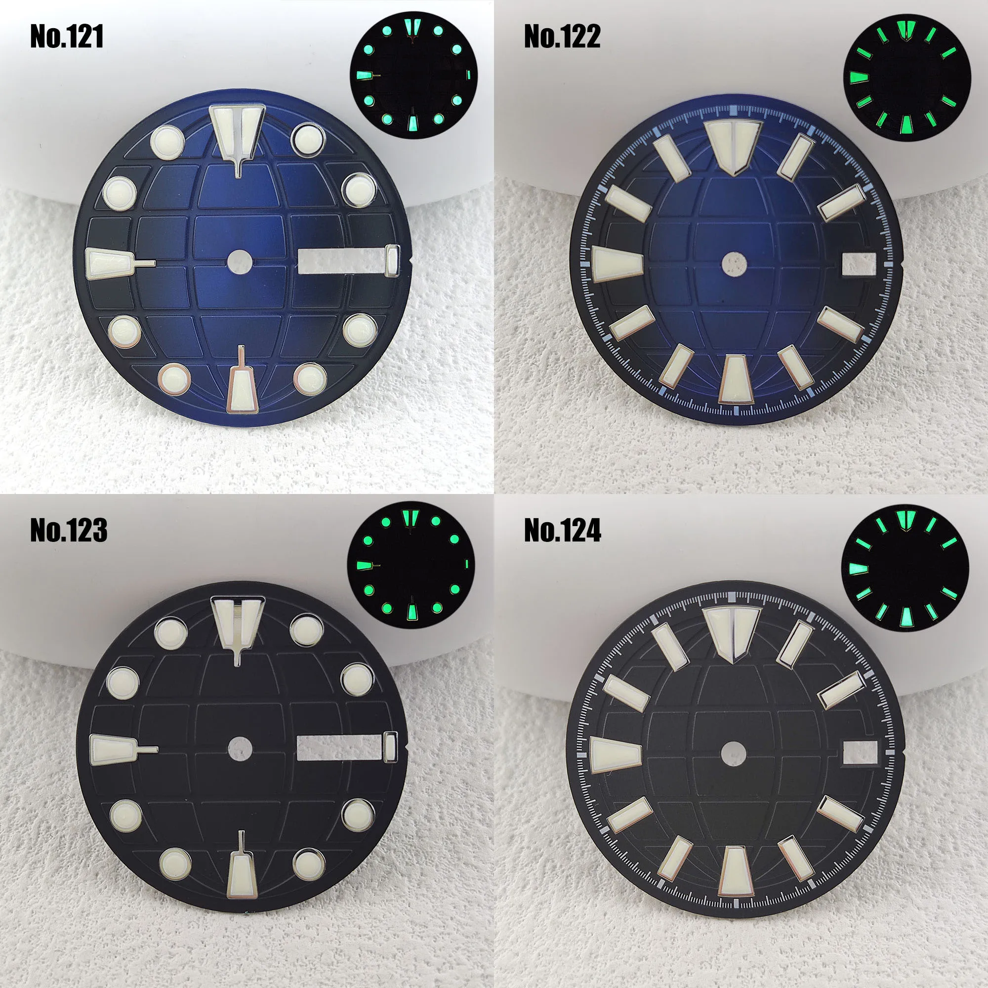 28.5mm watch dial NH35 dial green Luminous Replacement watch accessory fits NH35/NH36/4R movements Logo Pattern customization ﻿