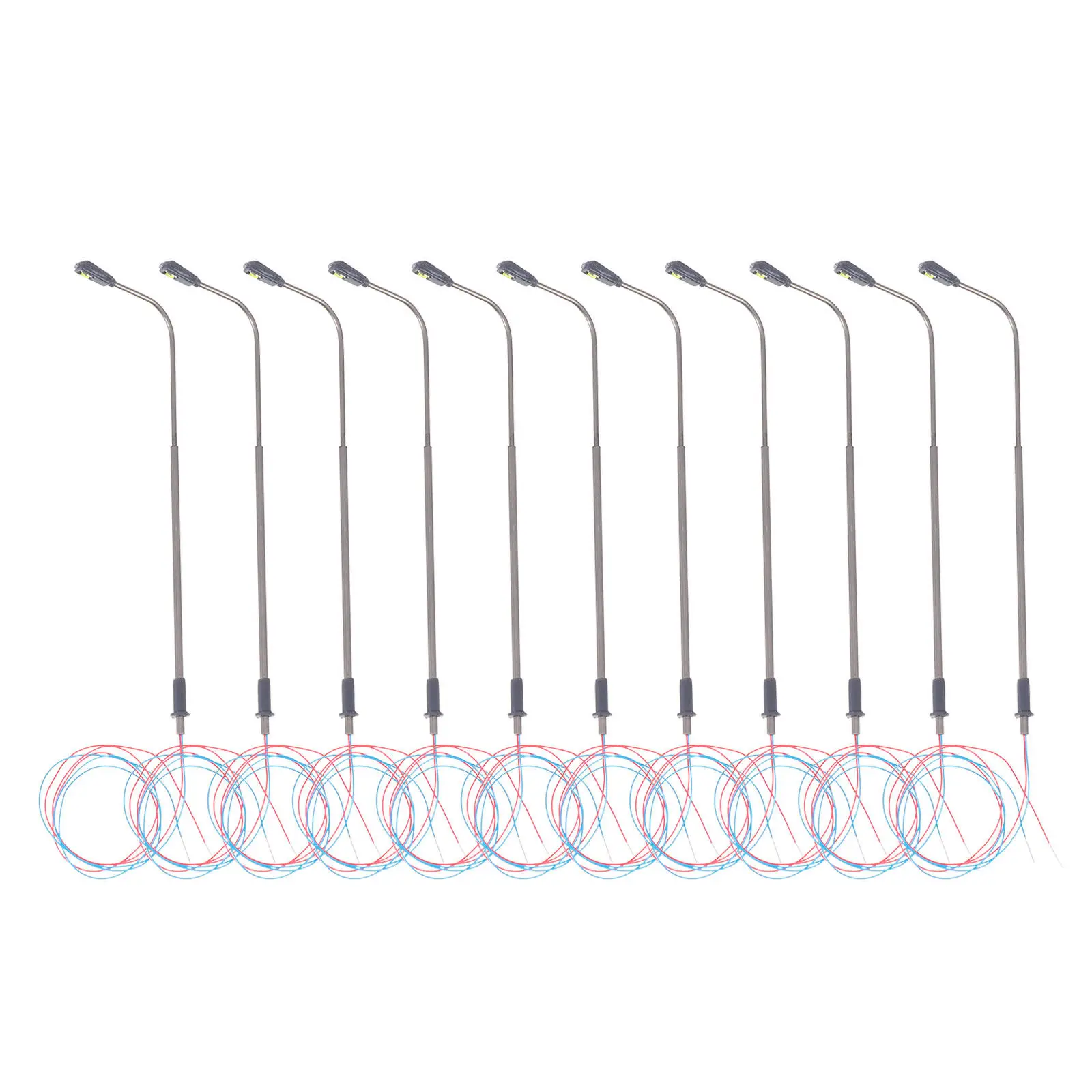LED Model Railway Train Lamps 10 Pieces Stainless Steel Street Lights for HO OO Scale Layout Sand Table