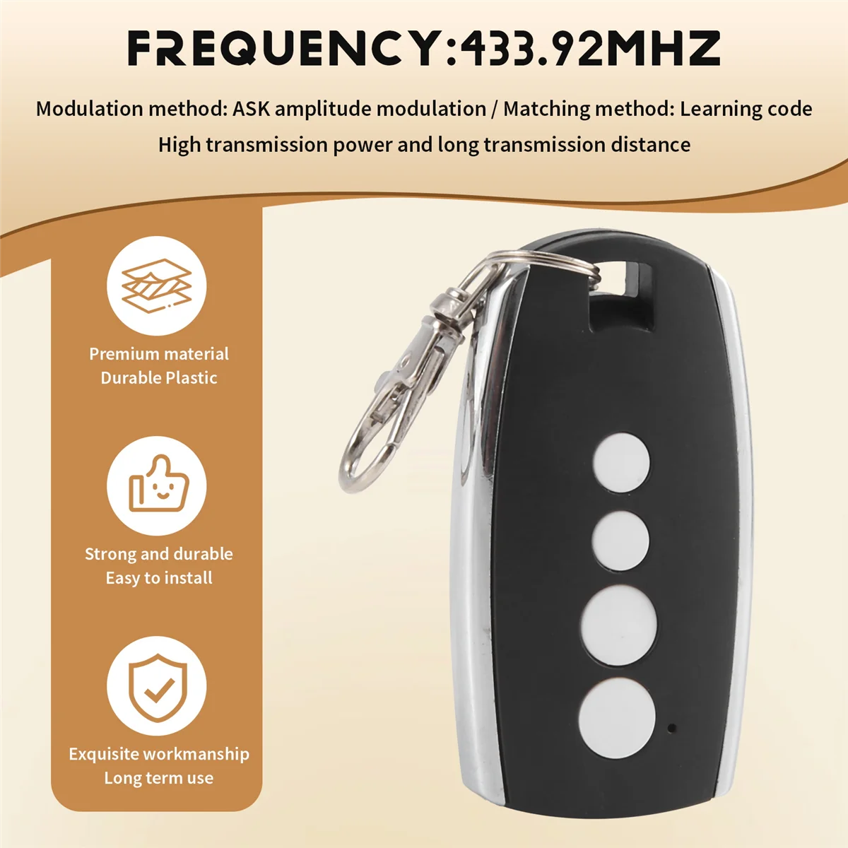 Garagem Porta Controle Remoto com Transmissor De Mão, Rolling Code Gate, GATES STYLO2K, 433.92MHz