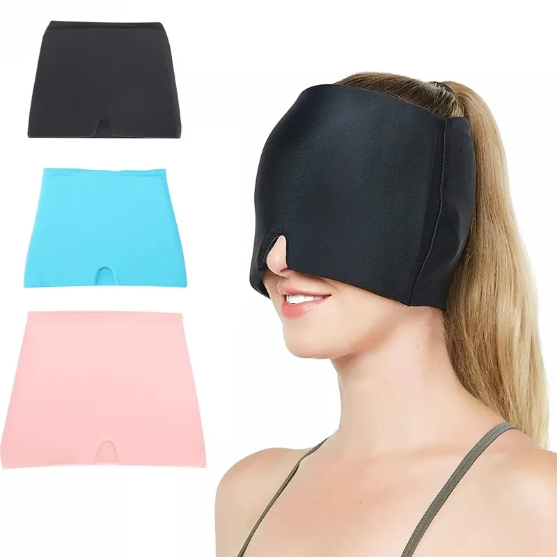 2pcs Migraine Gel Cold Ice Head Wrap Pack Headache Relief Hat Compress Face Mask Sleep Tool For Sinus Stress Tension