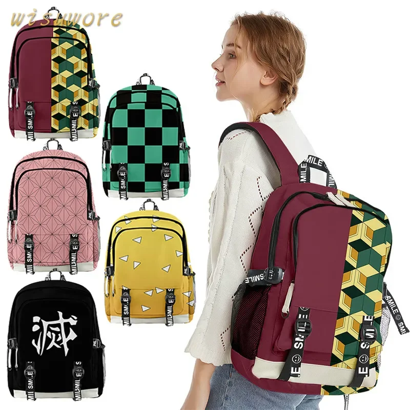 Kimetsu No Yaiba Backpack Demon Slaye Tomioka Giyuu School Bags Girls Fashion Travel Bag Mochila Notebook Bags Cosplay Boy