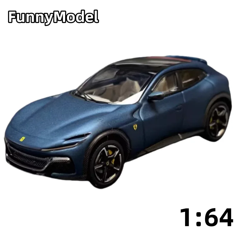 1:64 Fuv Purosangue ABU Dhabi Blue, alloy die casting static display simulation car model, adult collection car model decoration