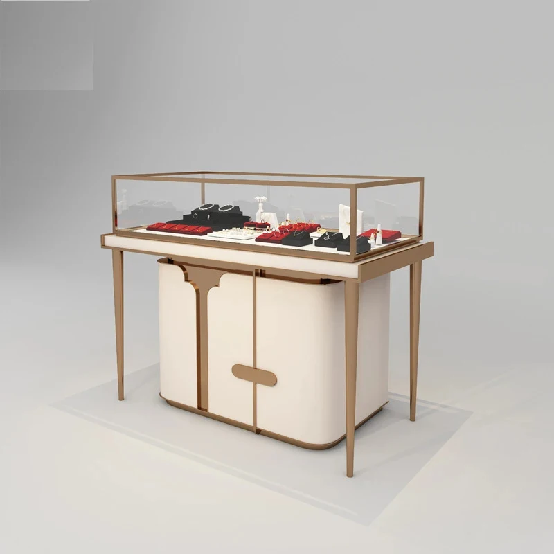 custom.High-end luxury jewelry display cabinet Clock display cabinet with glass lights Suitable jewelry stores in shopping