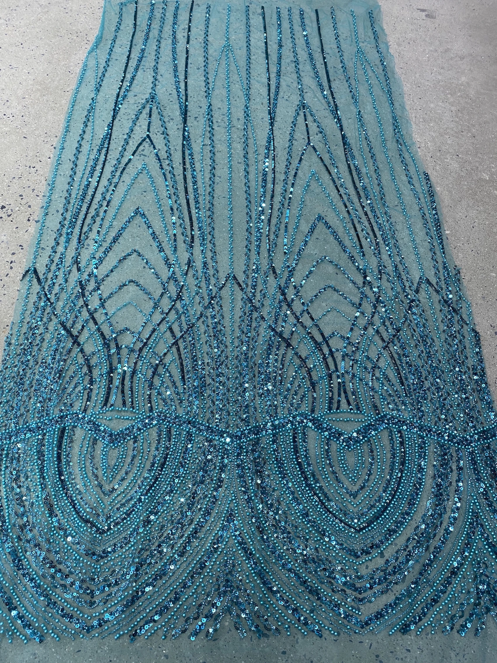 

Rose Golden Teal Green Lace Fabric Machine Embroidery Plenty Beads Pearls Sequins Evening Party Dresses Design High Quality Lace