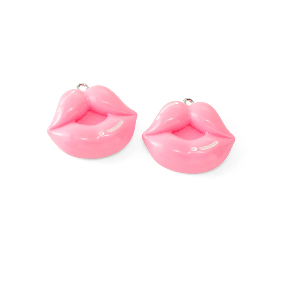 10 قطعة مضحك مثير الأحمر الوردي الشفاه الراتنج السحر الإبداعية قبلة الفم المعلقات ل قلادة أقراط Diy بها بنفسك النساء مستلزمات صناعة المجوهرات