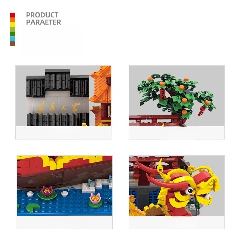 ตัวต่อเรือเซมโบ แม่น้ำชินไห่ ชุดประกอบเรือสำราญ เรือมังกร ของสะสม ของเล่น