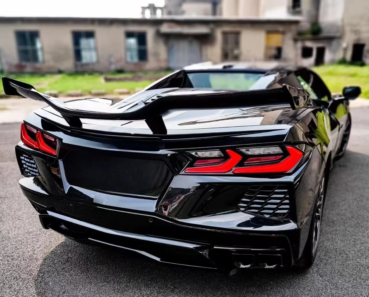 Z06 Style Dry Carbon Fiber Rear Wing Fit for C8 Corvette Stingray 2019+ UPgrade to C8 Z06 3