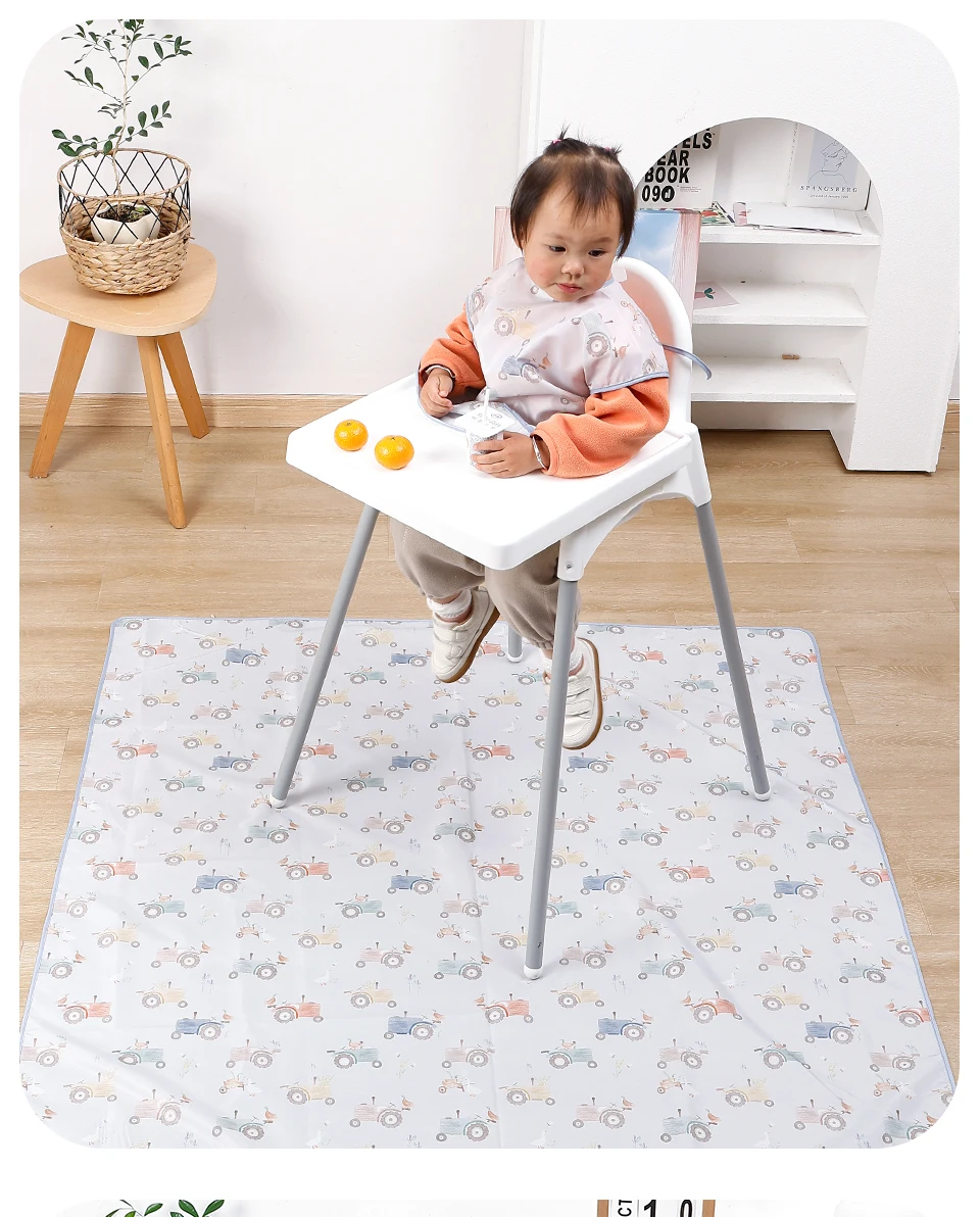 Elinfant 1 Stück Baby-Hochstuhl-Spritzer-Matte, tragbare Baby-Esszimmerstuhl-Matte, wasserdichte Spill-Matte, rutschfester Bodenschutz, Spritzmatte – Detail 8