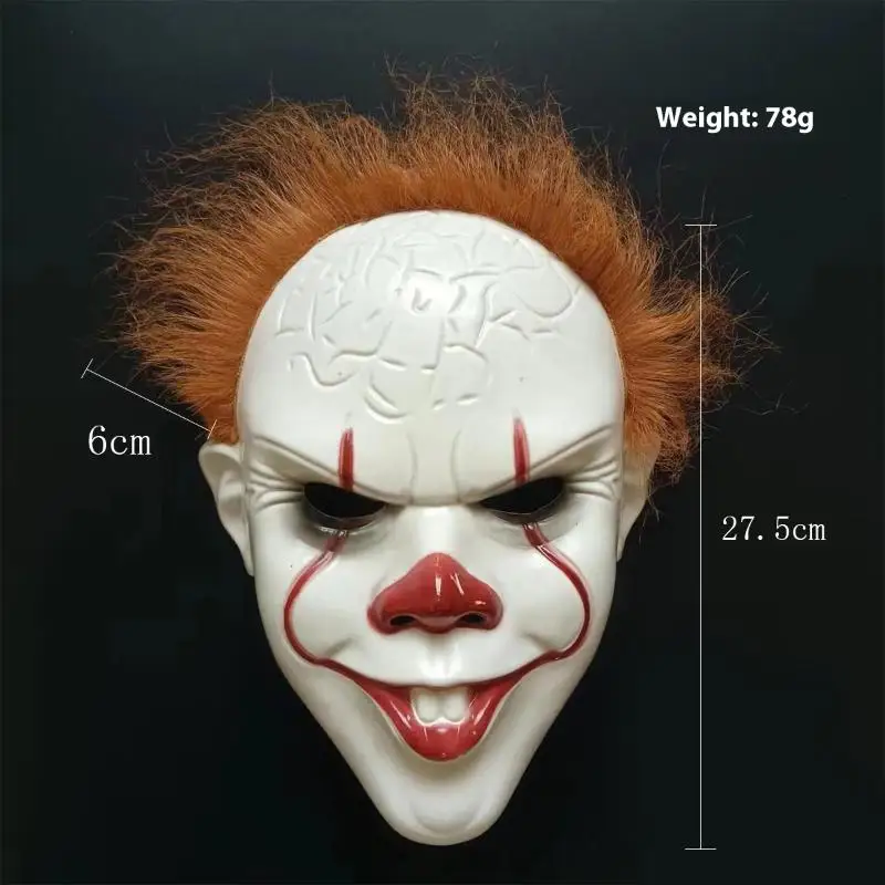 Máscara One Pennywise Joker, capacete de látex assustador de cabelos amarelos para cosplay de festa de Halloween, adereço assassino de palhaço de demônio de terror