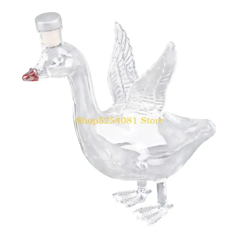 AXYC Clear Glass Decanter with Duck Spreading Wing Design for Liquor Display