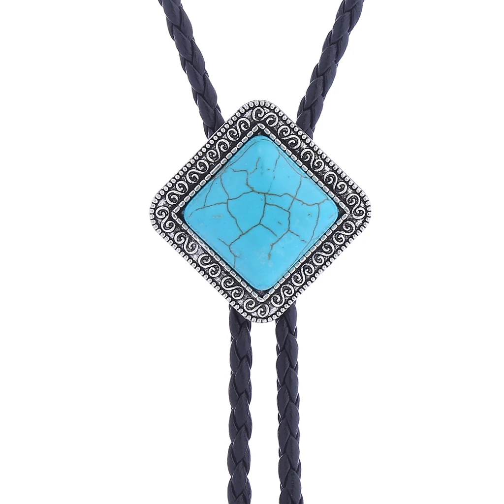 Creative fashion retro square  turquoise Bolo tie