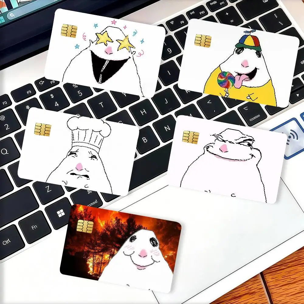 Funny H-Hamster Meme Sun Shines Credit Card Decorative Card Stickers Suitable For Bank Cards Metro Transit Anti-scratch Gift 4PC