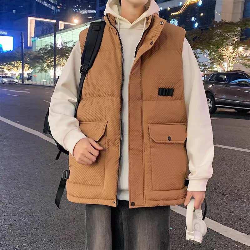 

Winter Men's Sports Vest Stand Collar Thickened Windproof Waterproof Sleeveless Coat for Hiking Camping Fishing Outdoor New 2025