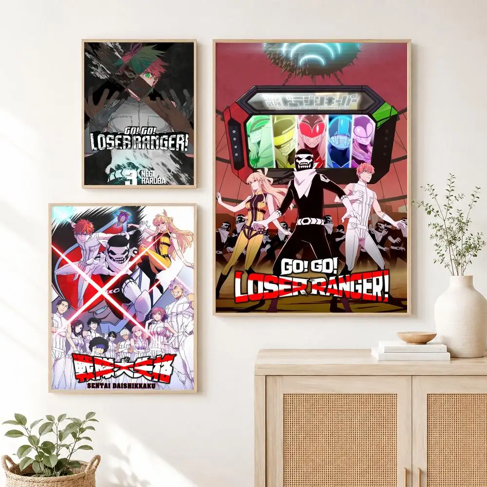 Hot Anime G-Go! Go! Loser Ranger! Poster Self Adhesive Wall Art Decor for Bedroom Living Room Office Home Halloween Gift