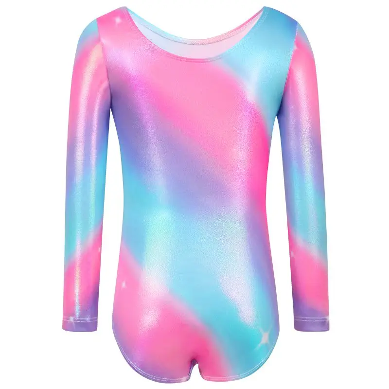 

Детские гимнастические трико для девочек, бронзовые танцевальные костюмы без рукавов с длинными рукавами, одежда для балета и танцев, комбинезон для фитнеса, шорты, повязка для волос