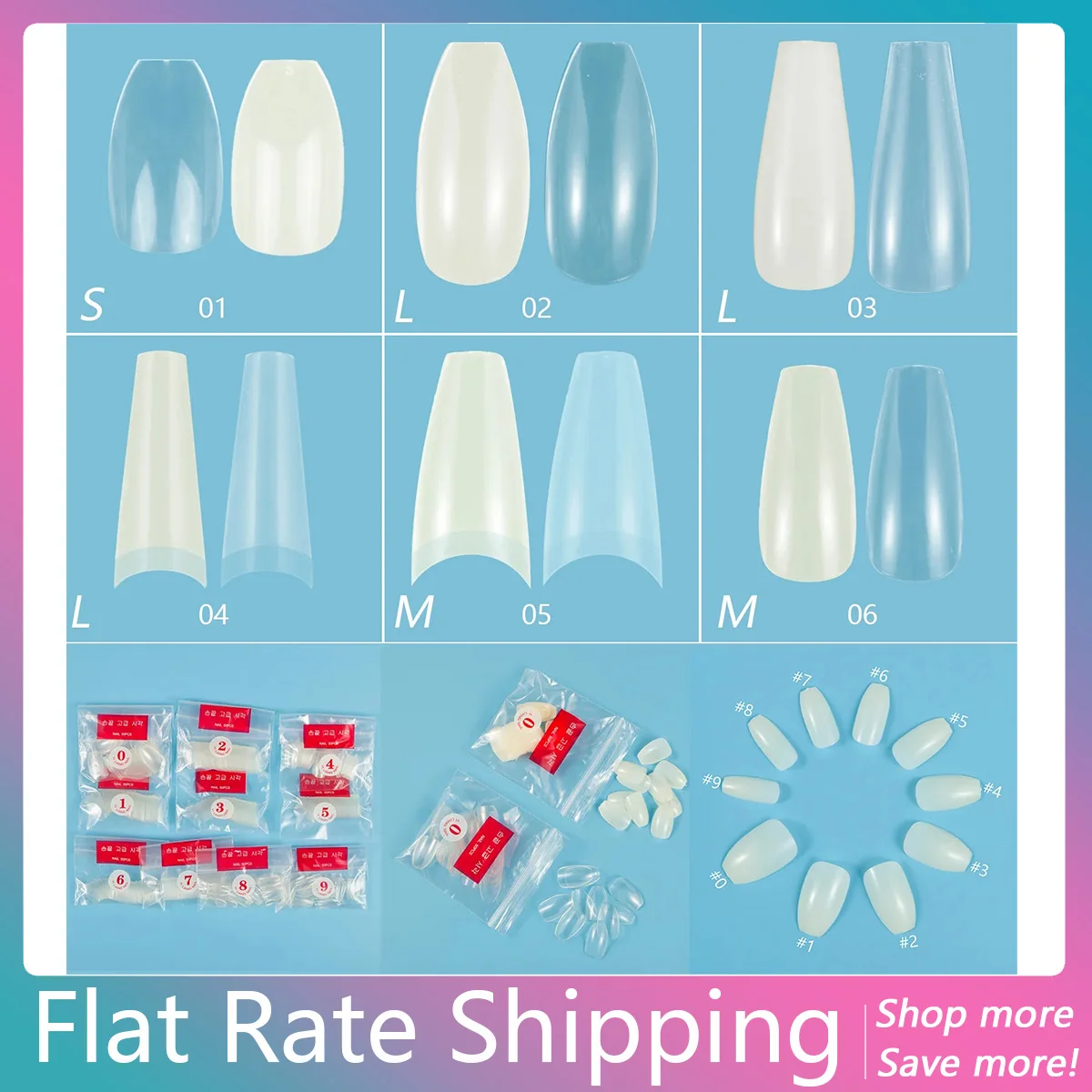 6 Popular Ballerina Coffin Shape False Nail Tip 500 Pieces Full Fake Nail Tips Artificial Nails for Press on Nail Design Ongles