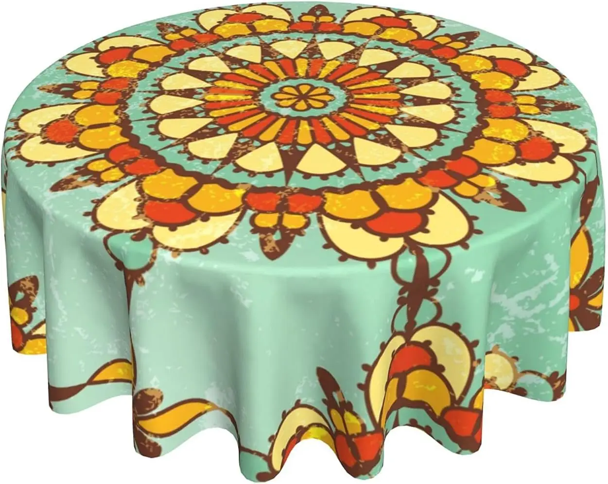 

Moroccan Tile Round Tablecloth Thicken Desk Cloth Washable Table Cover Table Cloth for Kitchen Party Tabletop Decor 60 Inch