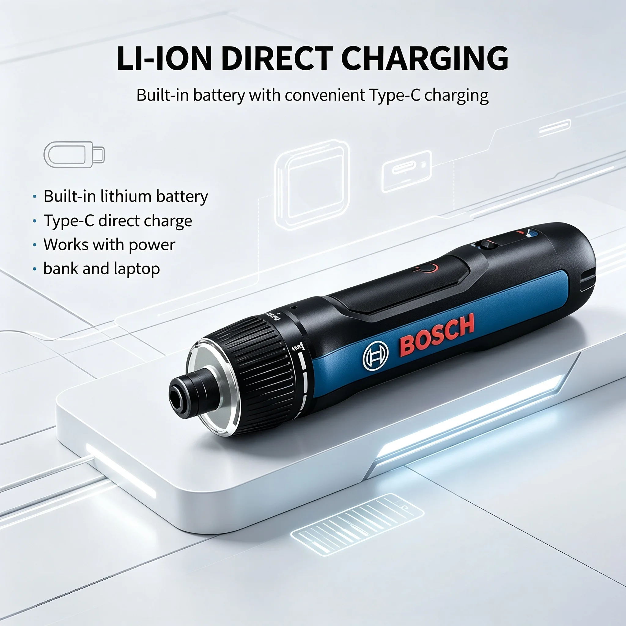 Bosch Go 3 Cordless Screwdriver, Forward/Reverse Control, Durable Motor for Consistent Performance in Home & Office Tasks