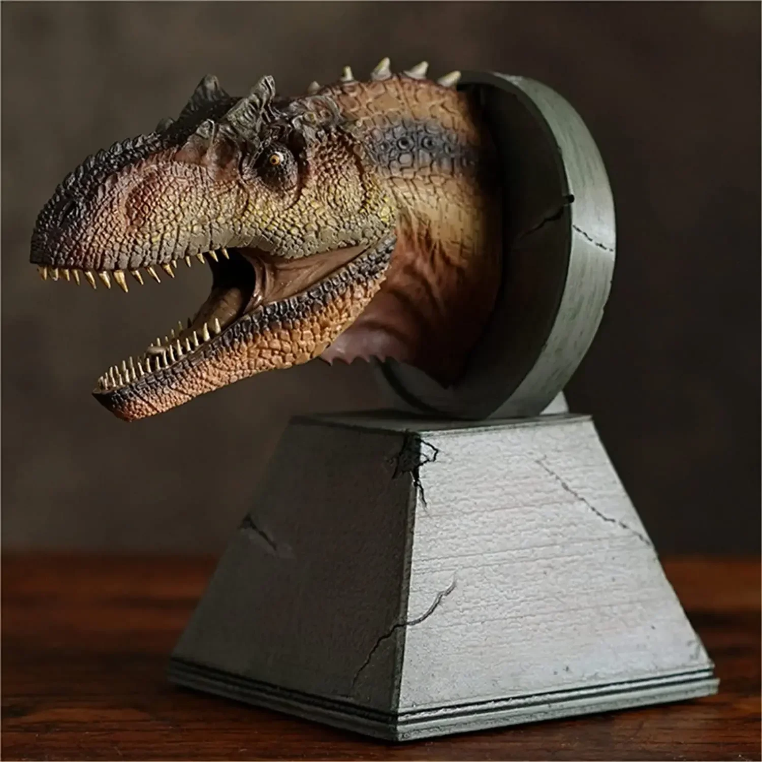 Nanmu Dinosaur Head Statue Carnotaurus Spinosaurus Velociraptor Mosasaurus Allosaurus Tyrannosaurus Rex Model Animal Figure Toy