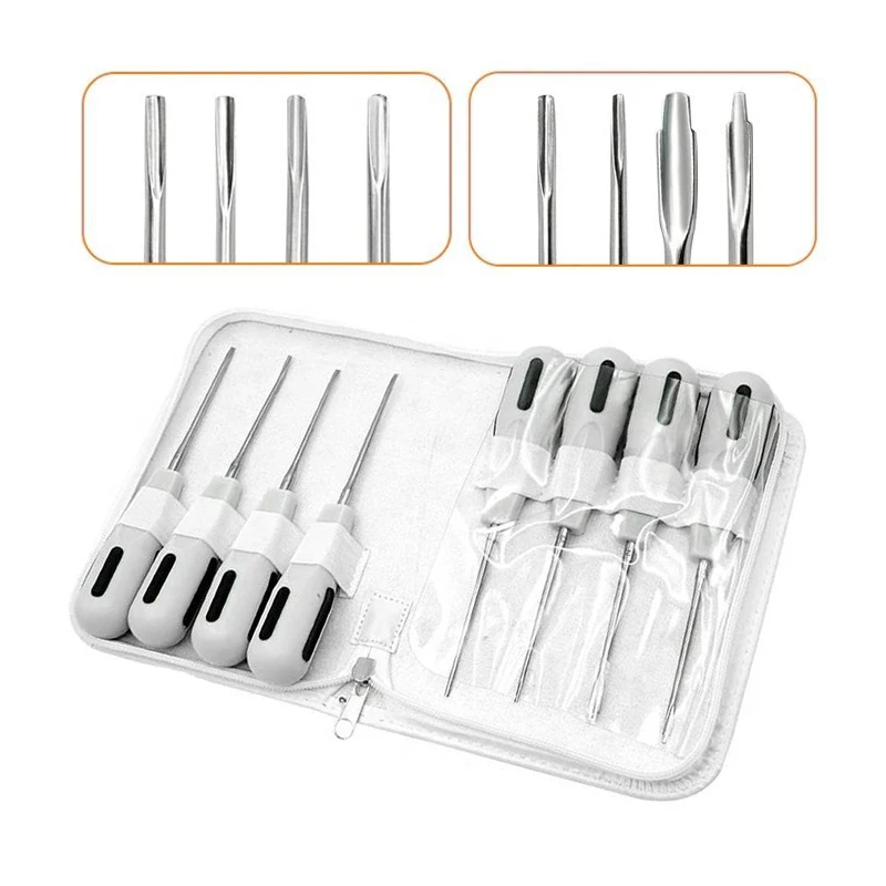 Dental Luxating Lift Curved Root Elevator, 8pcs/set Stainless Stee Dentistry Surgical Screwdriver Teeth Extraction Tools Kit