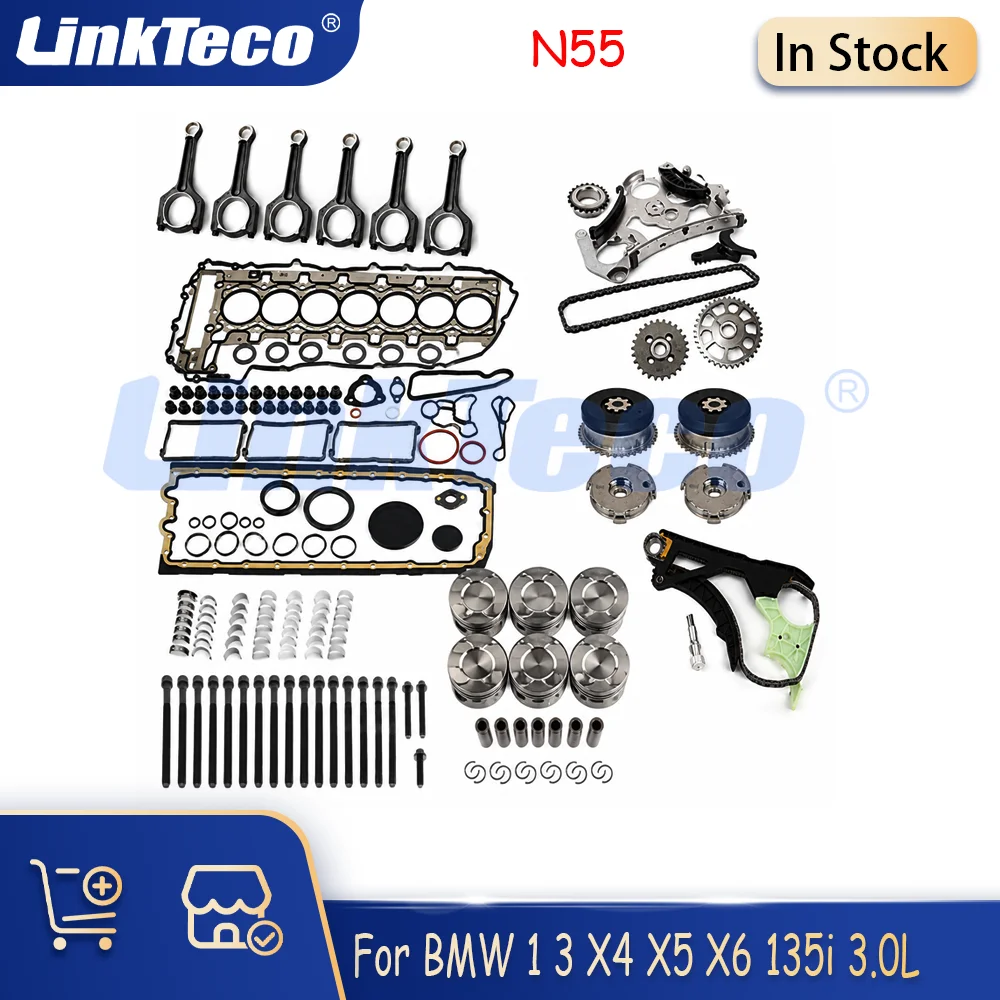 Engine Parts Rebuilding Timing Chain VVT Gear Kit Piston Connecting Rod Fit 3.0 L L6 N55 B30 A For BMW X5 X6 135i 3.0L 11-19