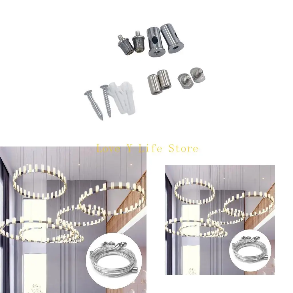 L74C 4Pieces Flexible Wire Rope Set Accessory for Art and Lamp Installation