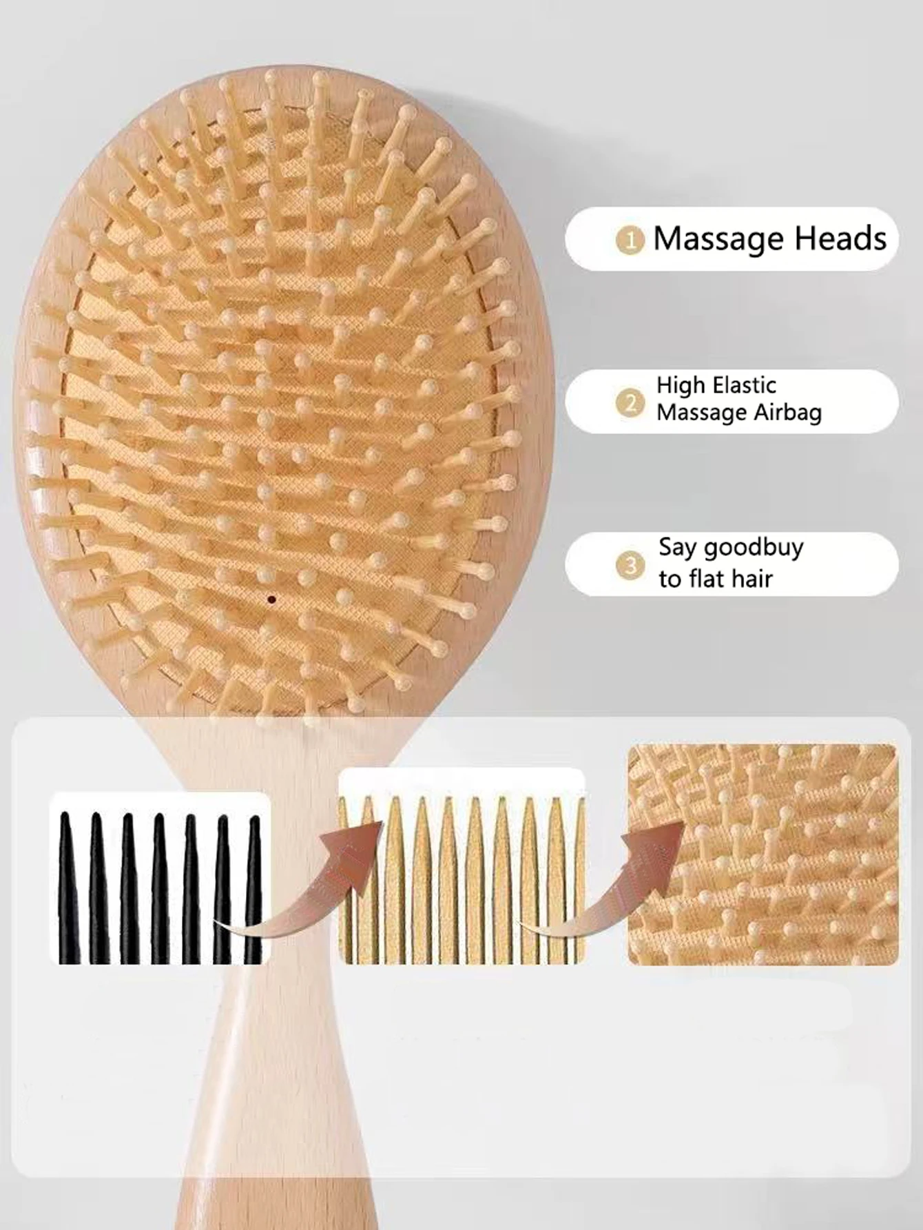 1pc escova de cabelo de bambu almofada de ar desembaraçar escovas de cabelo cabeça massageadores couro cabeludo estilo ferramenta de cuidados com o cabelo acessórios para o cabelo