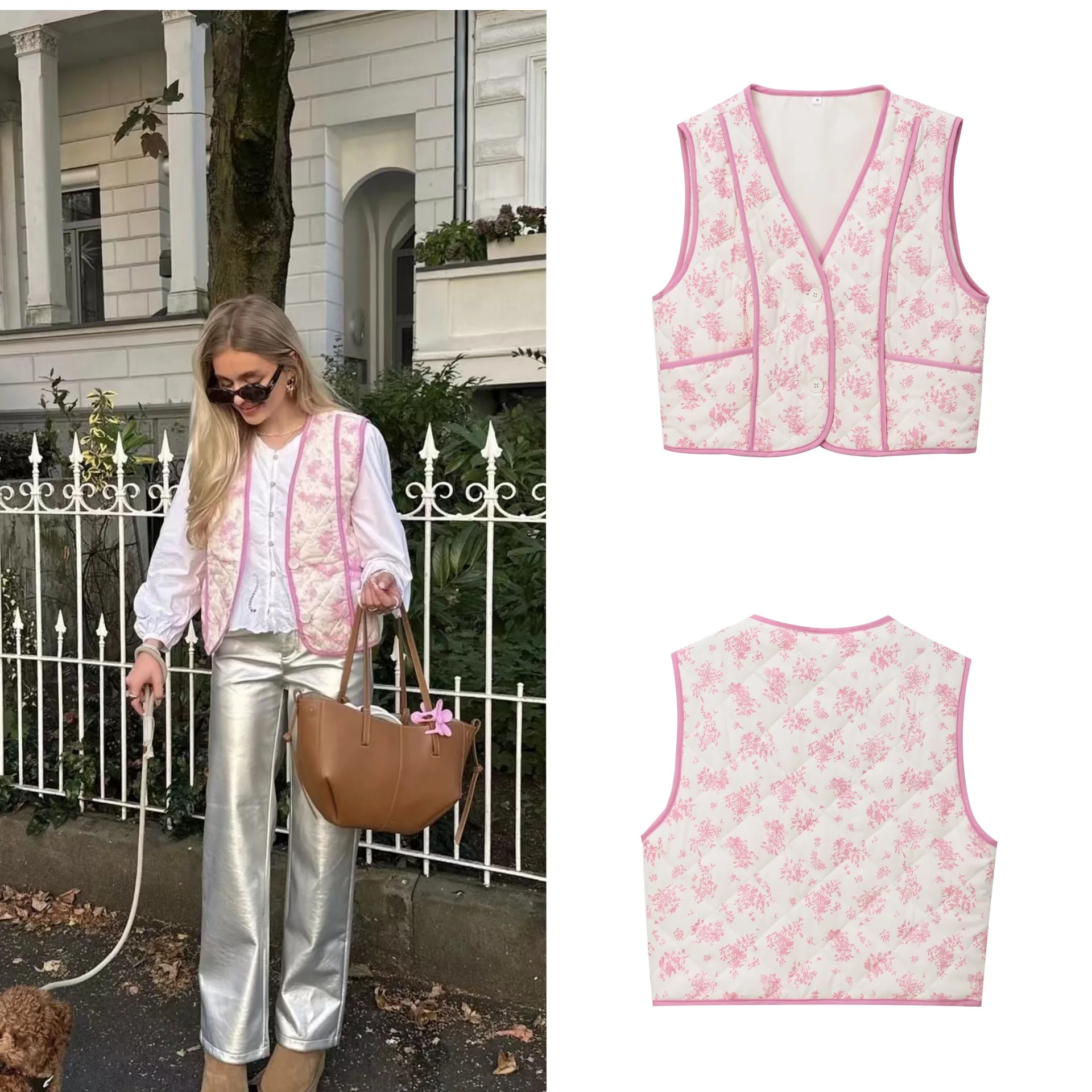 

Осенний новый стильный стеганый хлопковый жилет с принтом, женская модная верхняя одежда, повседневная куртка без рукавов на весну/осень