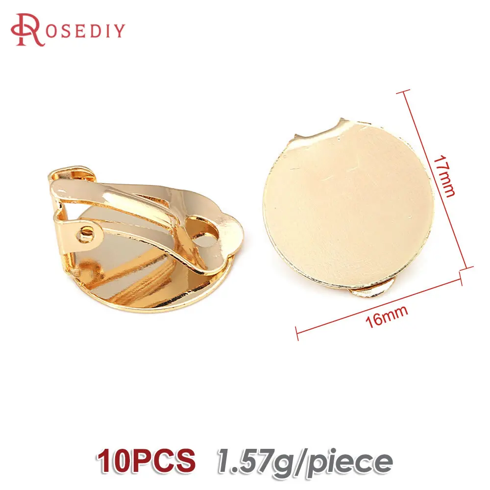 18K Goud Kleur Platte Maat 9MM 10MM 12MM 15MM 16MM 18MM Messing Platte Stok oorbellen Clip Diy Sieraden Maken Oorbellen Accessoires - afbeelding 1