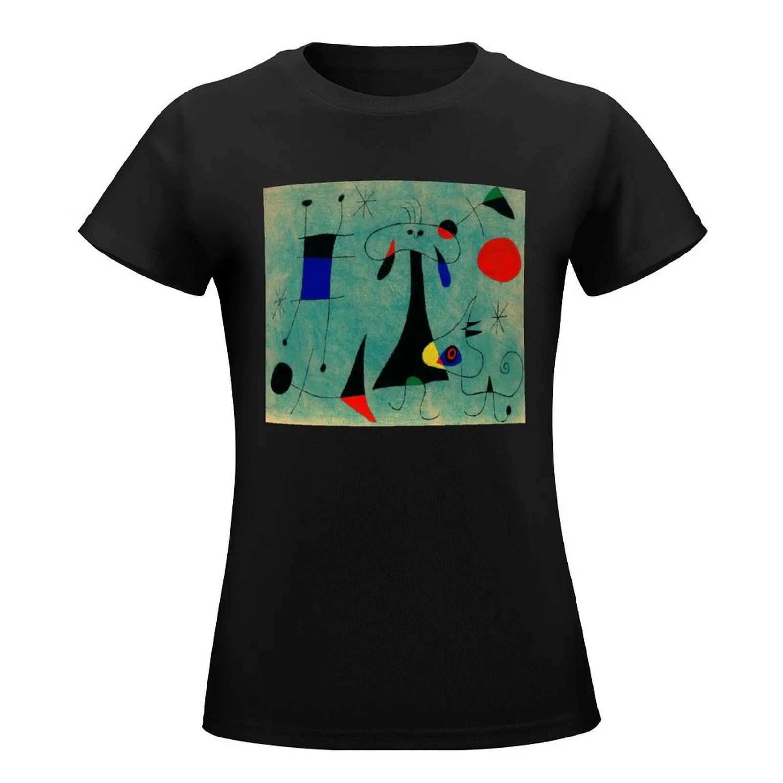 Joan Miró Personnage, Chien, Oiseaux - Figure, Dogs, Birds T-Shirt summer tops summer top black t shirts for Women