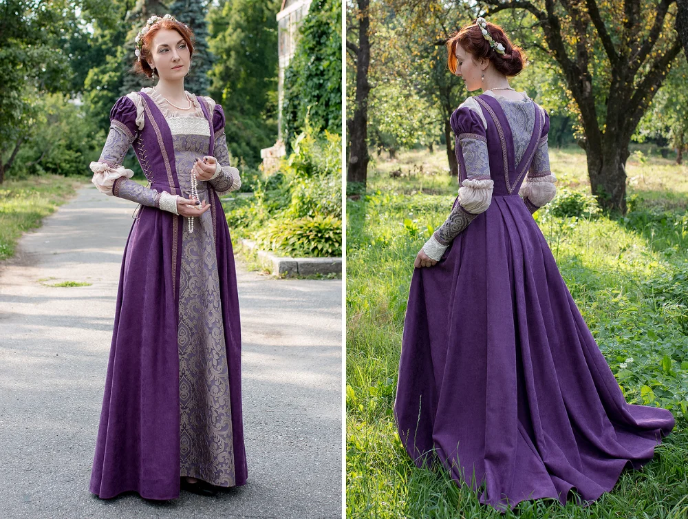 

Lucrezia Borgia Purple Dress Costume Robe Medieval Dress Vintage Renaissance Ball Gown Historical Costume for Women Adult