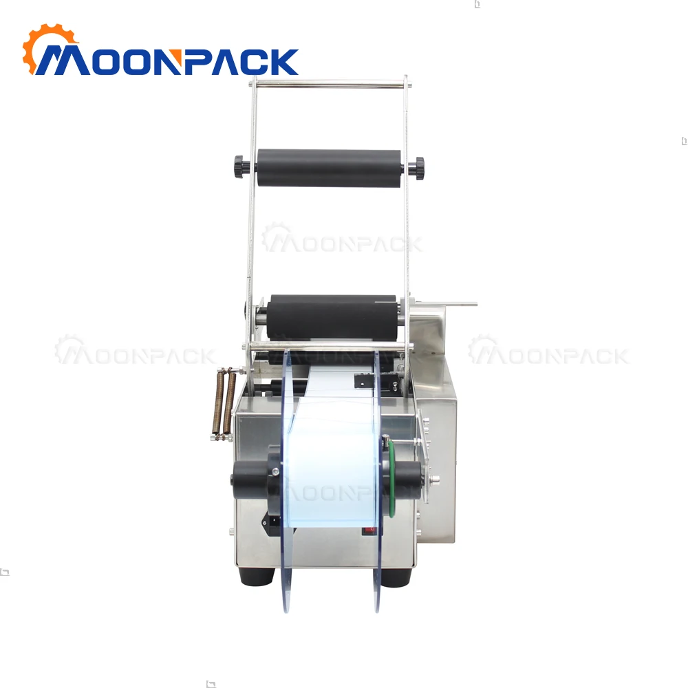 Moonpack MT-50S Labeling Machine Cylindrical Small Round Can Cosmetics Self-adhesive Sticker Desktop Semi-auto Labeling  Machine