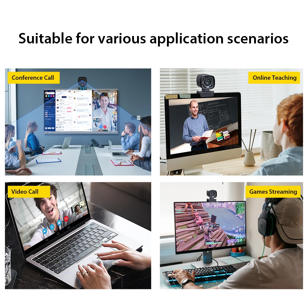 1080P Full HD Webcam AI Auto Tracking Webcamera met afstandsbediening Microfoon Live streaming Minicamera voor pc Laptop Desktop