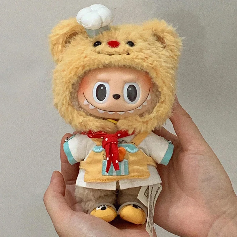 

17cm Doll Chef Outfit Set: Removable Bear Headband + Bread-Printed Apron + Tie, Doll Clothing Replacement