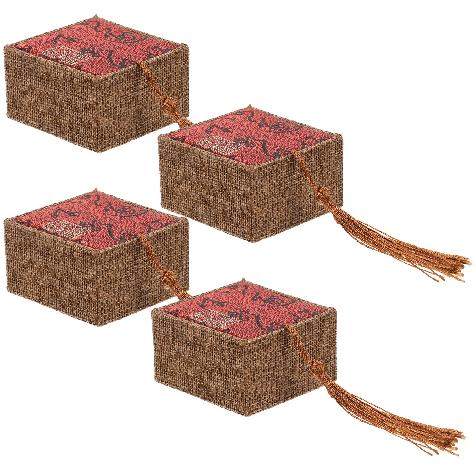 

4Pcs Chinese Vintage Jewelry Organizer Decorative Storage Box for Necklace Bracelet Earrings Ring Trinket Jewelry Case