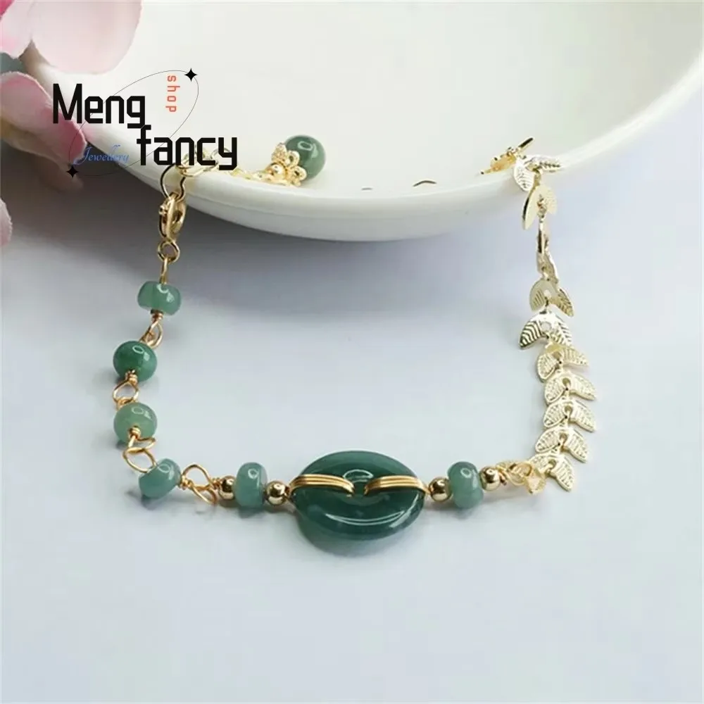 

Natural Jadeite Bracelet Blue Water Peace Buckle Exquisite Elegant Simple High-grade Luxury Quality Fashion Jewelry Holiday Gift