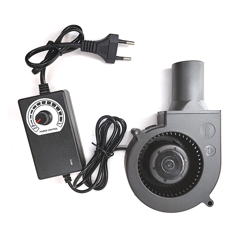 Small household BBQ fan 9733 12V to 100V-240V high air volume blower, centrifugal turbine adjustable speed fan