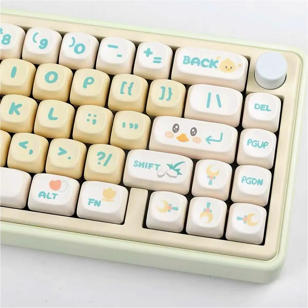 

Outing duckling theme, keyboard keycap set PBT MOA 140 keys, cute, milky white, keycaps for 21/61/87/104/108 mechanical keyboard