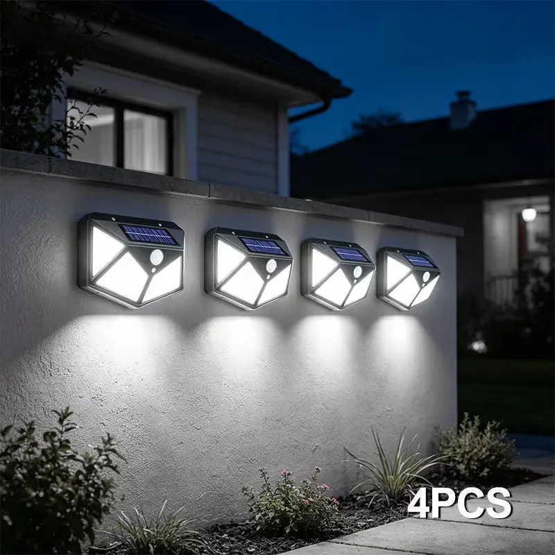 100LED Solar Wall Light Motion Sensor Outdoor Solar Lamp IP65 Waterproof LED Security Light for Garden Patio Yard Driveway