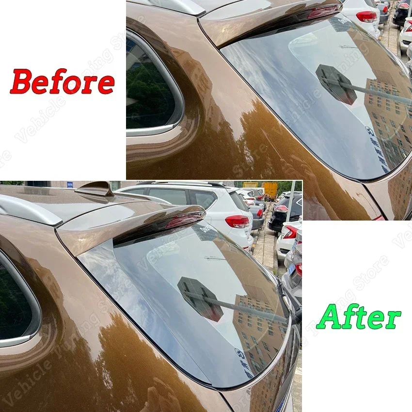 For BMW X1 E84 2009-2015 Gloss Black Car Rear Trunk Window Side Canard Splitter Spoiler Wing Sticker Tuning Body Kit Accessories