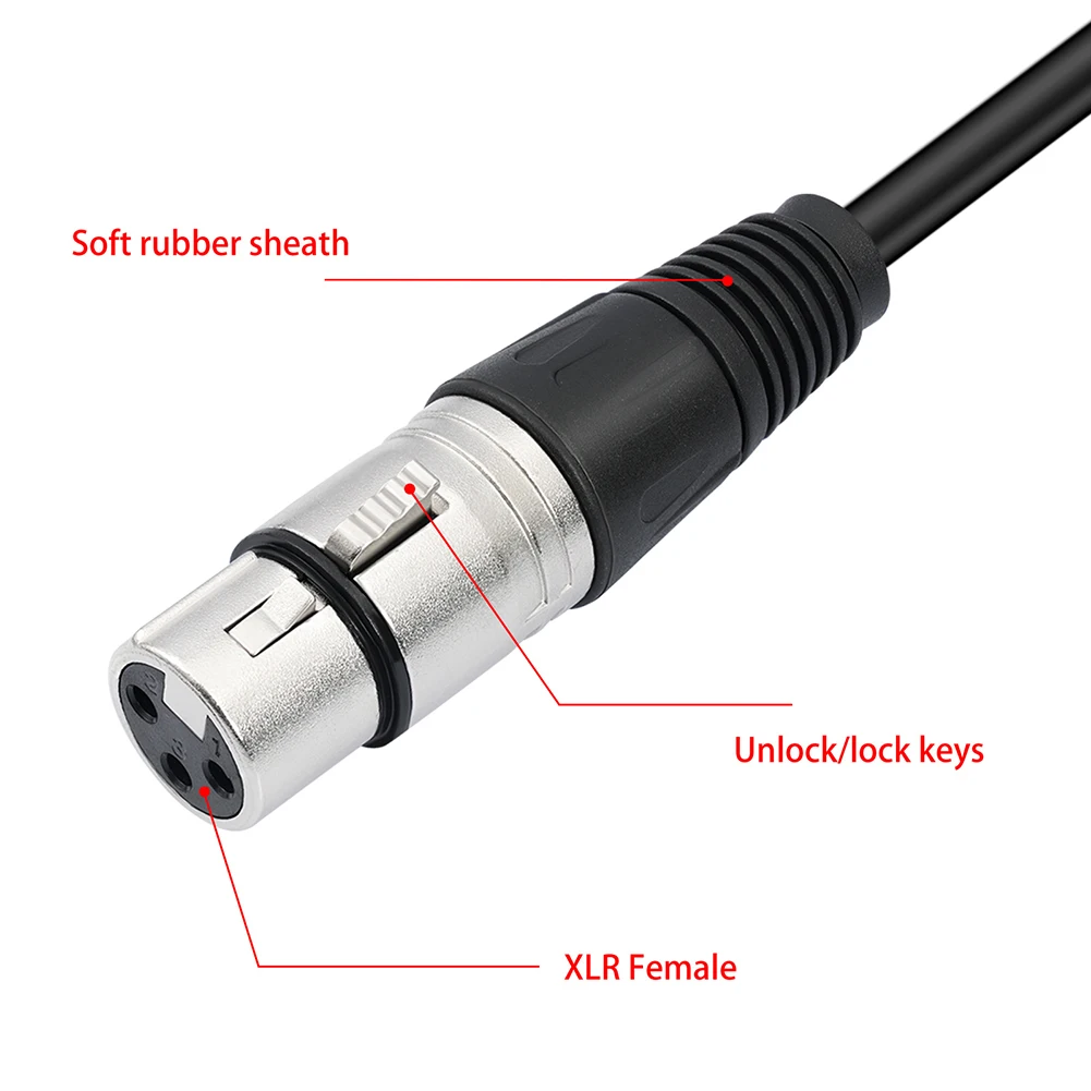 Black 3Pin XLR Adapter Maximum Conductivity Balanced Solid Conductors Corrosion-resistant Environment-friendly Material