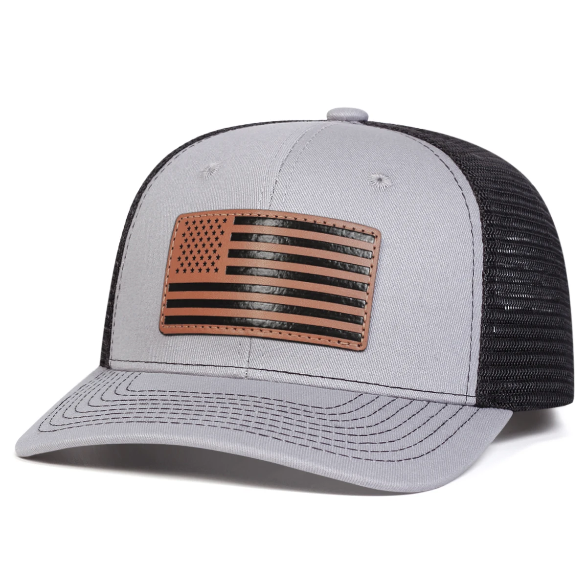 1piece Unisex American Flag Leather Label Baseball Net Caps Spring and Summer Outdoor Adjustable Casual Hats Sunscreen Hat