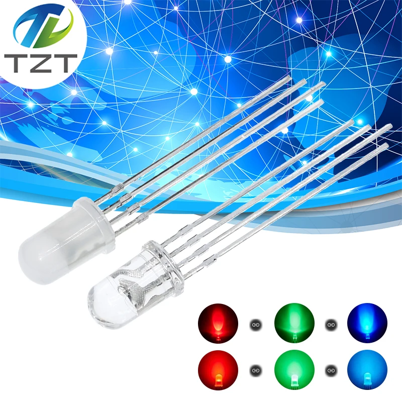 20Pc Multicolor 4pin 5mm RGB Led Diode Light Lamp Tricolor Round Common Anode Cathode LED F5 Light Emitting Diode Red Green Blue