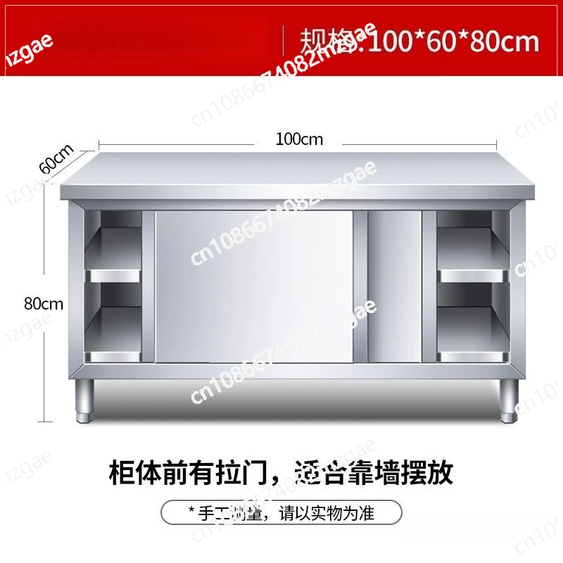 

304 stainless steel workbench, kitchen cabinet, commercial restaurant table, household console, sliding door rack